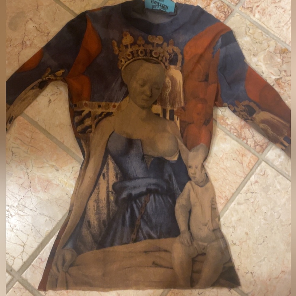 Jean Paul gaultier cropped virgin and child mesh top
